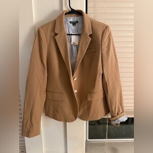J. Crew Factory Tan Blazer with Blue Striped Lining